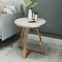 nordic light luxury marble side table combination sofa corner table wrought iron coffee table creative round table living room