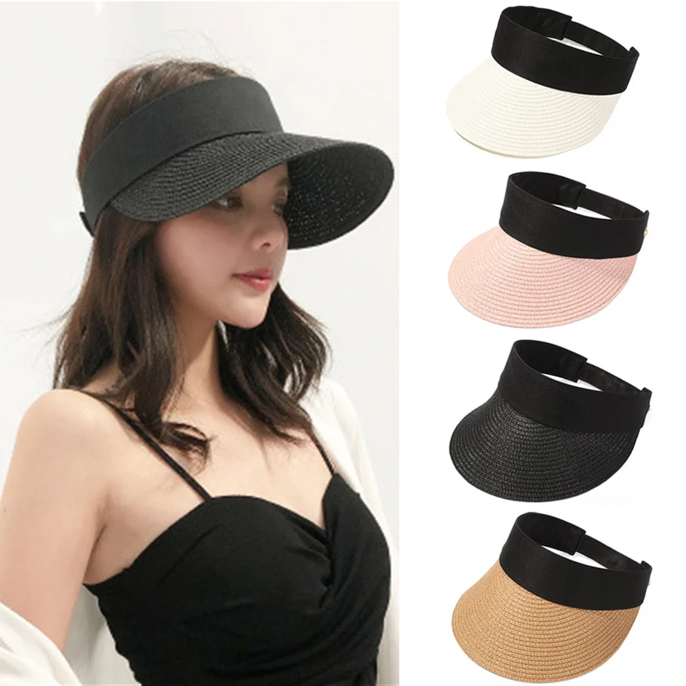

Women Portable Foldable Casual Sun Hat Straw Cap Visors Beach Hat