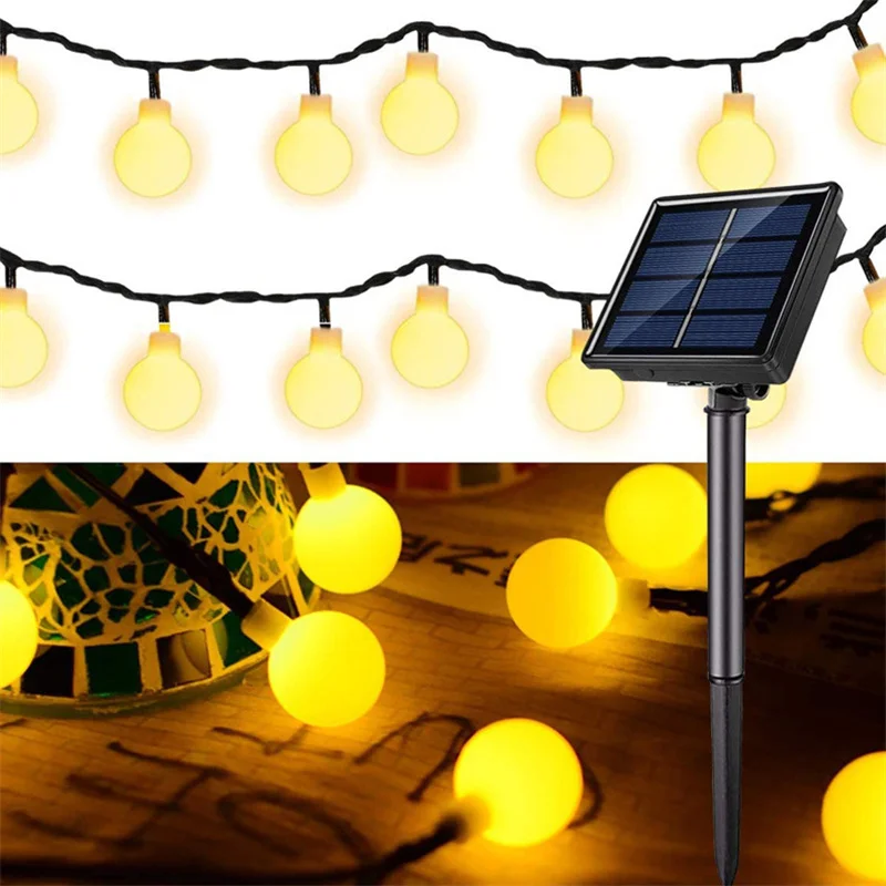 

8Mode Y2K Solar String Lights Courtyard Christmas Decorations Sand Ball Led Lights Outdoor Waterproof Powered Patio Light 298