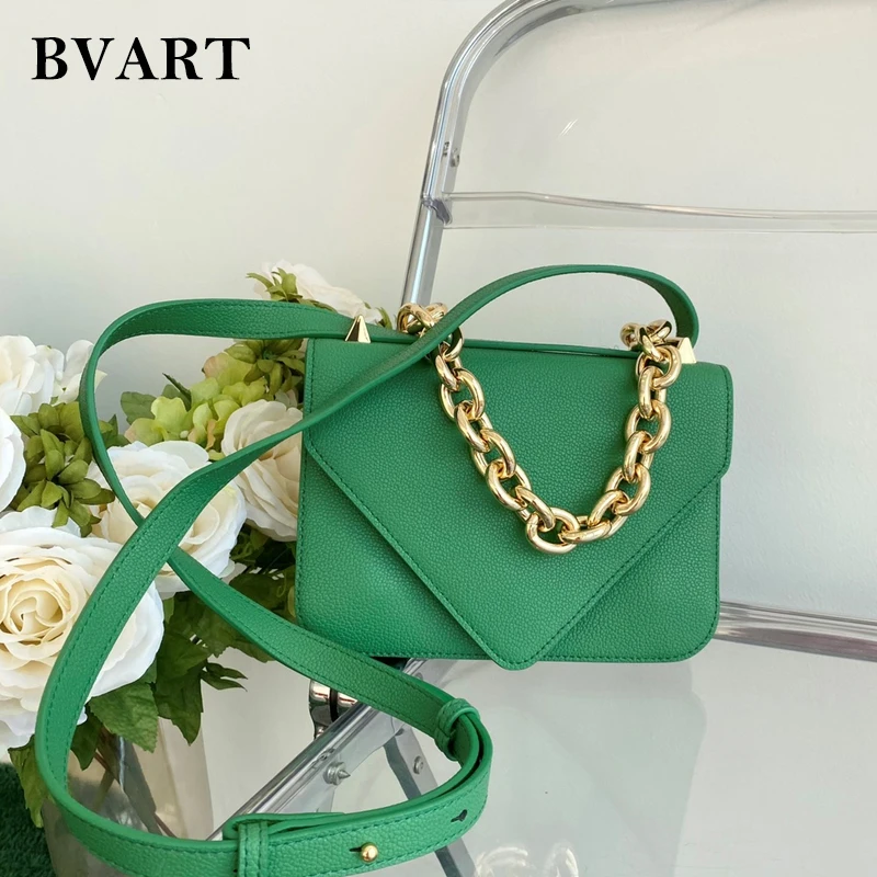 

Ladies New 100% Genuine Leather Thick Chain Flap Envelope Messenger Bag Simple Fashion Elegant Graceful Organ Small Square Bag