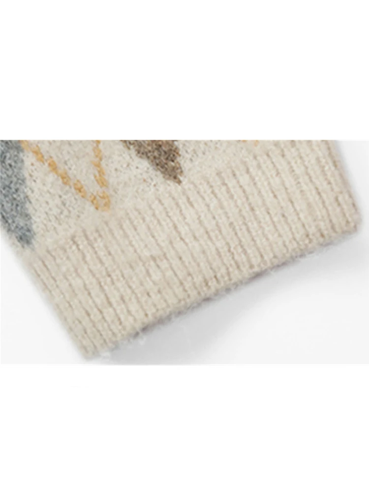 Женский винтажный свитер в клетку с длинным рукавом