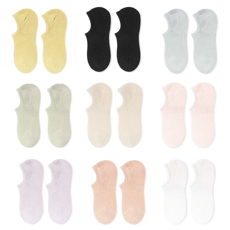 

Women Non-Slip Silicone Low Cut Cotton Short Boat Socks Solid Color Absorb Sweat Breathable Mesh Fashion Liner Socks
