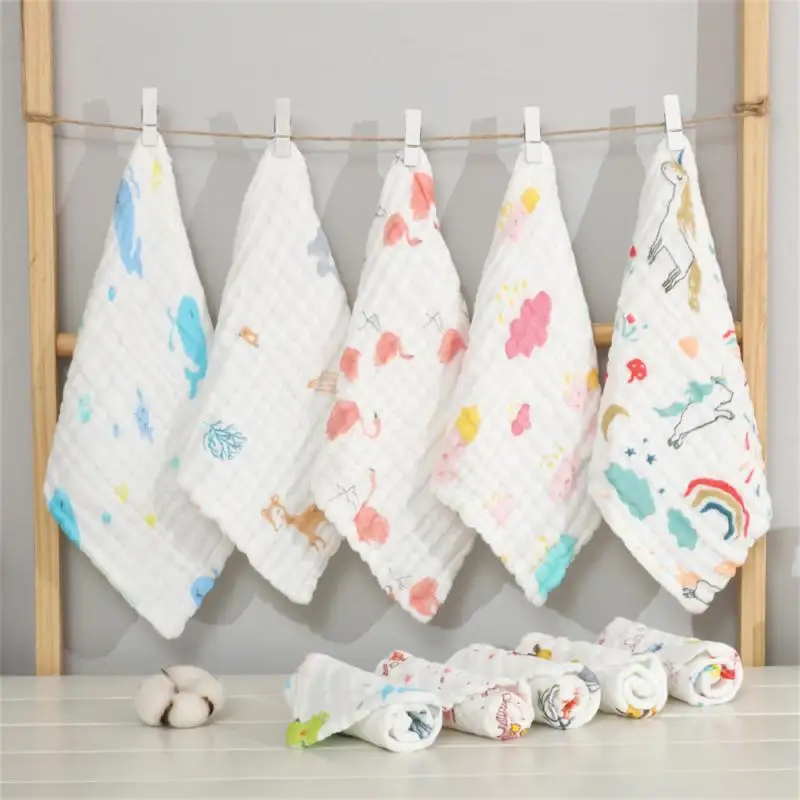 

Infant Saliva Towel Anti Dirty Six-layer Gauze 5-piece Set Water Absorption Baby Stuff Hildrens Handkerchief Baby Bib
