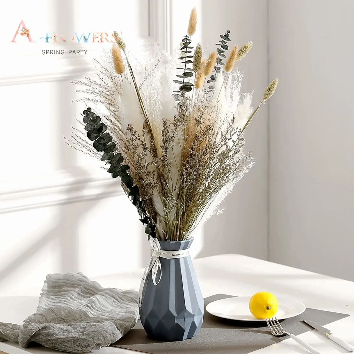 

Fluffy Cream Pampas Grass Dried FlowersNordic Boho Home Garden Decor Natural Dry Rabbit Tail Grass for Wedding Decoration Bridal