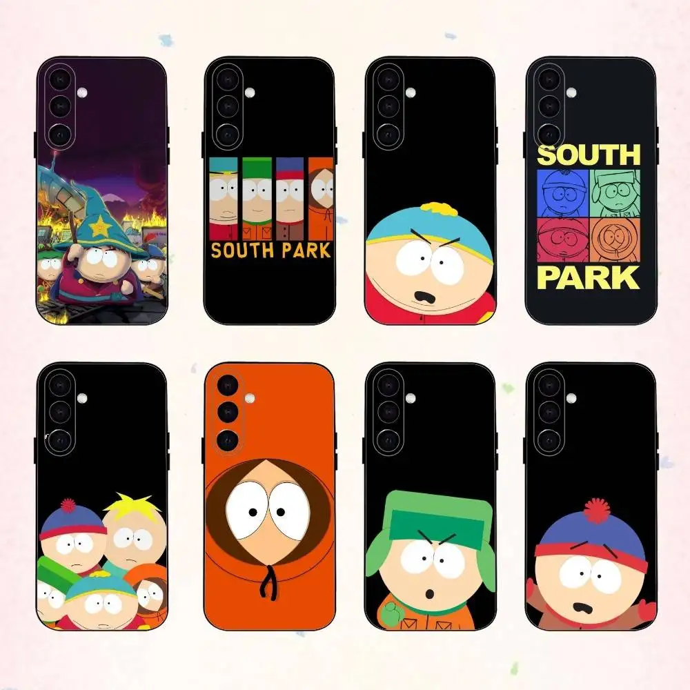 Фото Чехол для телефона с милым рисунком S-South P-Park для Samsung Galaxy A73, A72, A71, A70, A53, A52, A51, другие модели, мягкий черный чехол №1