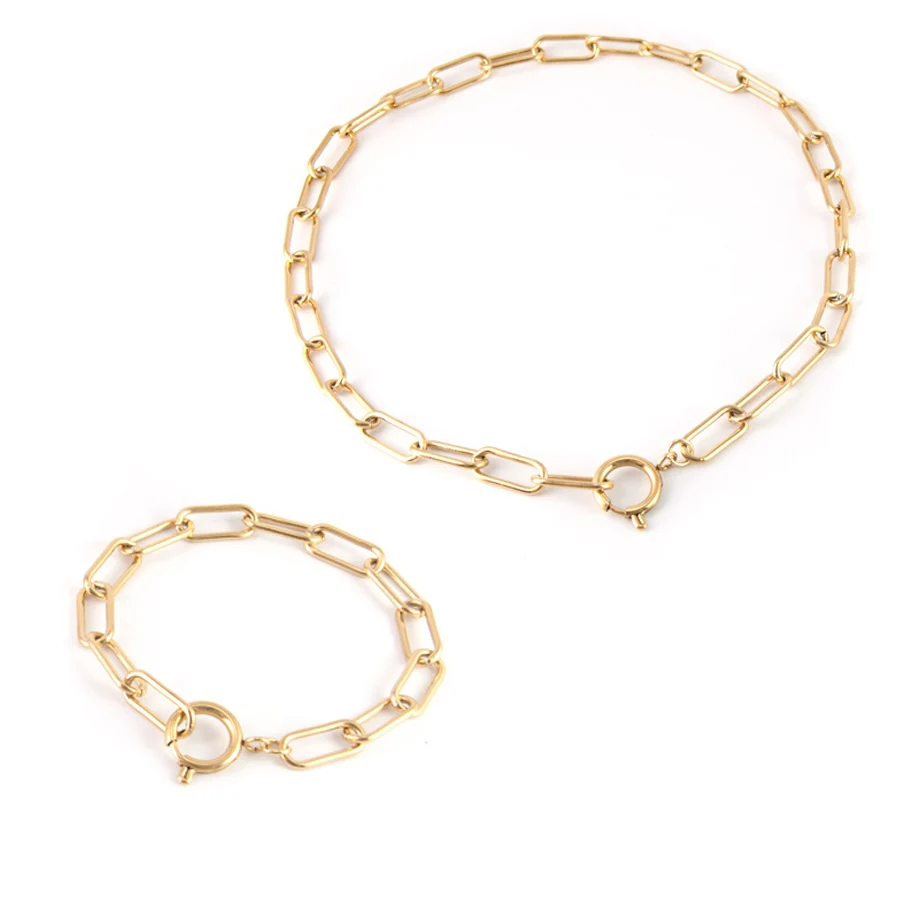 Браслет с якорной застежкой для женщин и мужчин цепочка Роло из нержавеющей