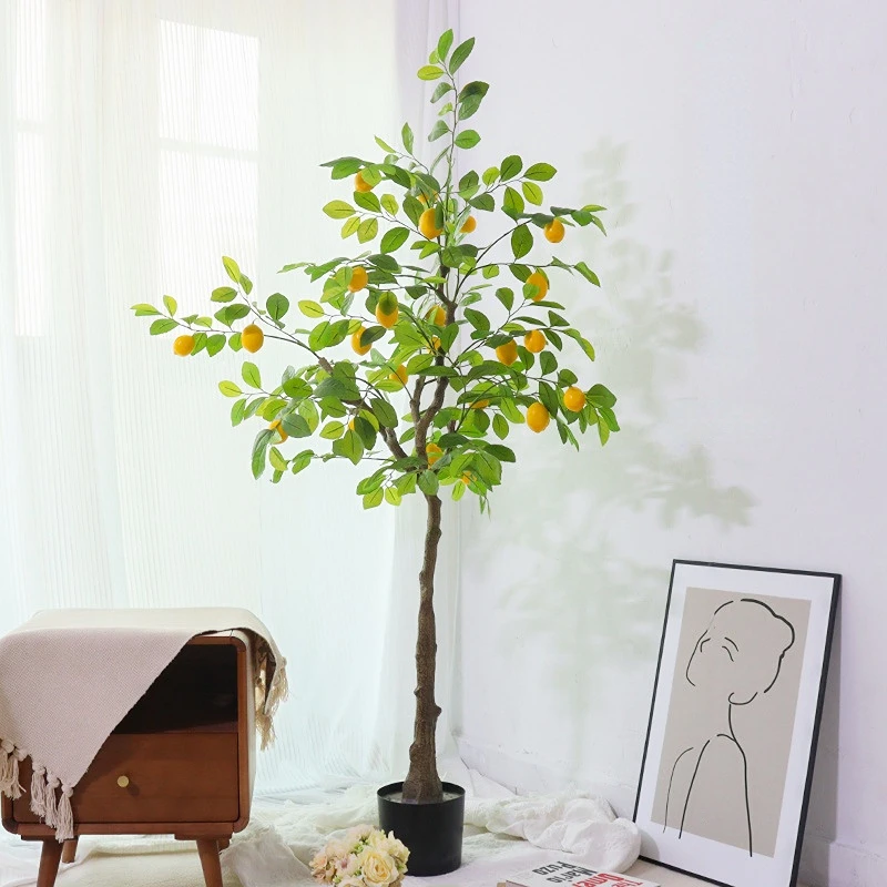 Имитация лимонного дерева искусственное зеленое растение бонсай для украшения