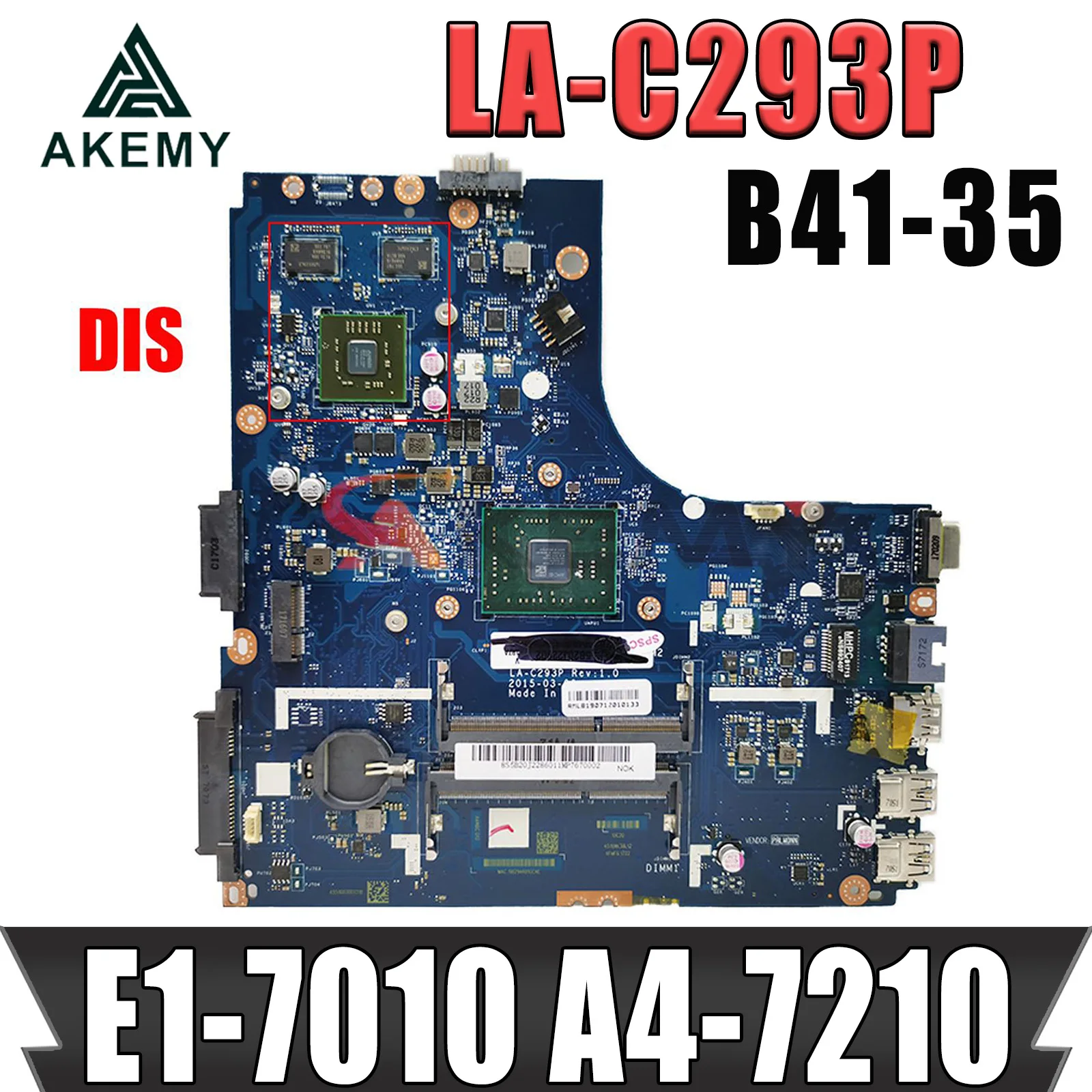 

For Lenovo B41-35 Motherboard LA-C293P ( with CPU E1-7010 A4-7210 ) notebook Motherboard DDR3 100% test OK