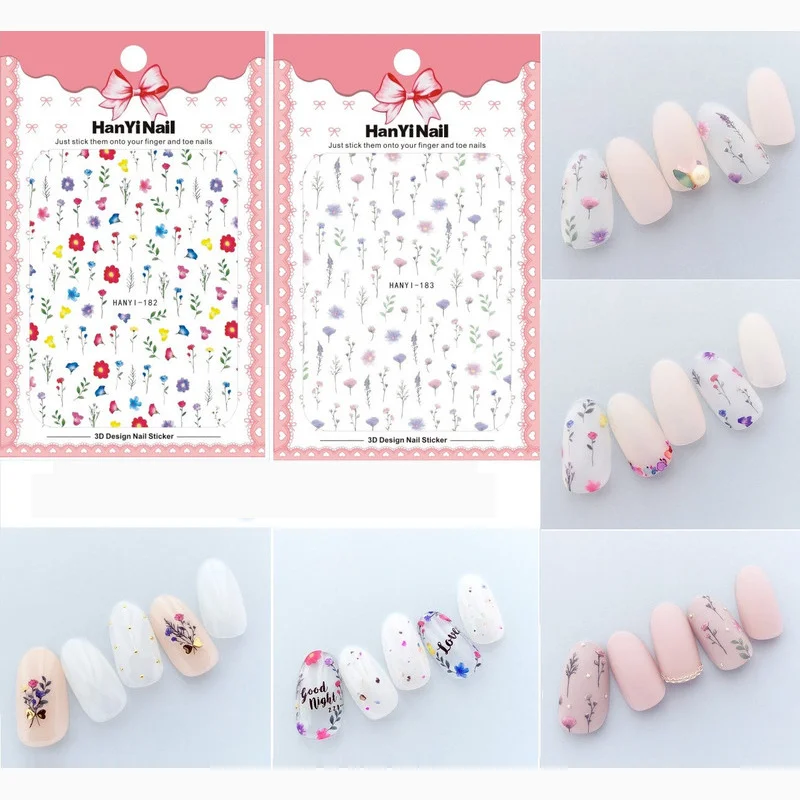 

3D Nail Stickers Watercolor Nail Stickers Tropical plants Nail Art Decals Beauty Decoration For Nail Tip Beauty