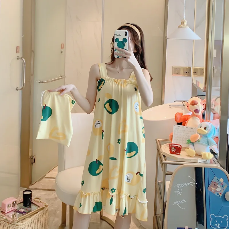 Summer Nightdress Cotton Nighty Sleep Shirt Plus Size Pijamas Pyjama Cute Cartoon Sleepwear For Women Nightgowns Dressing Gown