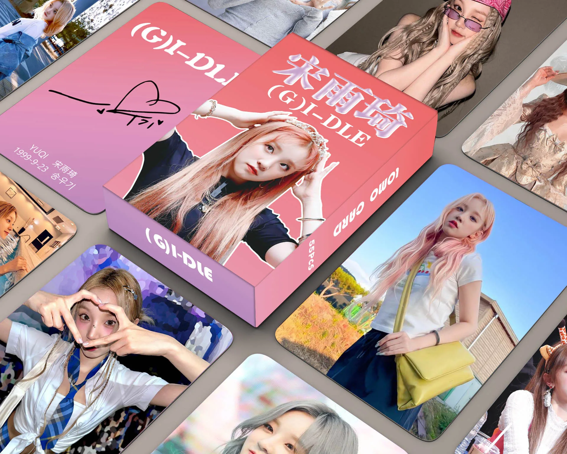 

55PCS Kpop YUQI Single (G) I-DLE Girls' Peripheral Collection LOMO Card Korean Girl Group Photo Picture Postcard Fans Gifts