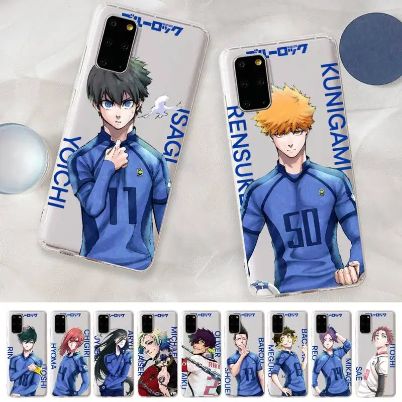 

Blue Lock Anime Phone Case for Samsung S20 S10 lite S21 plus for Redmi Note8 9pro for Huawei P20 Clear Case