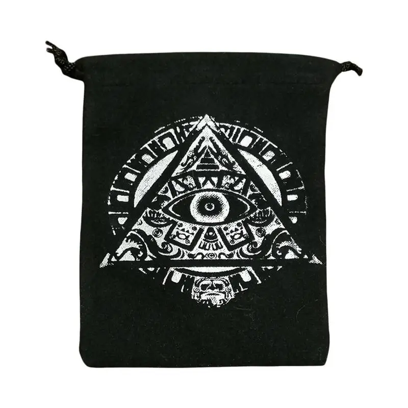 

Tarot Card Pouch Drawstring Tarot Card Velvet Bag Pyramid Eye Pattern 10x15cm Hand Gift Bags For Tarot Cards Dices Playing Cards
