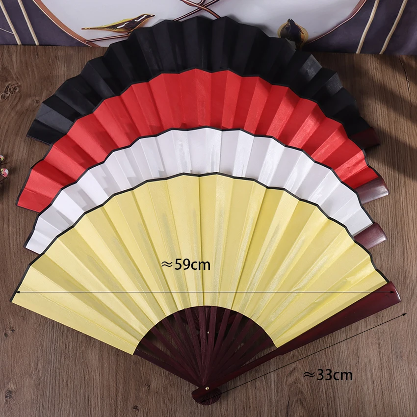 Buy 1PC Silk Cloth Blank Chinese Folding Fan DIY Wooden Bamboo Antiquity For Calligraphy Painting Home Decor on
