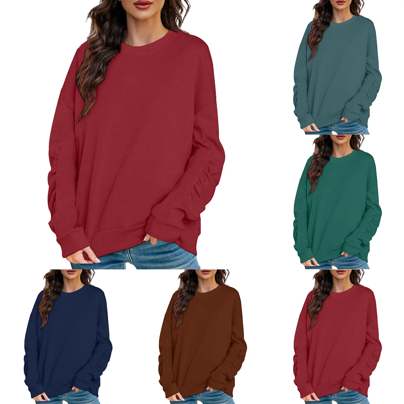 

Fitted Sweat Shirts Custom Plain Sweatshirts For Teen Girls Aesthetic Long Sleeve Pullover Long Sleeve Tunic Tops For Leggings