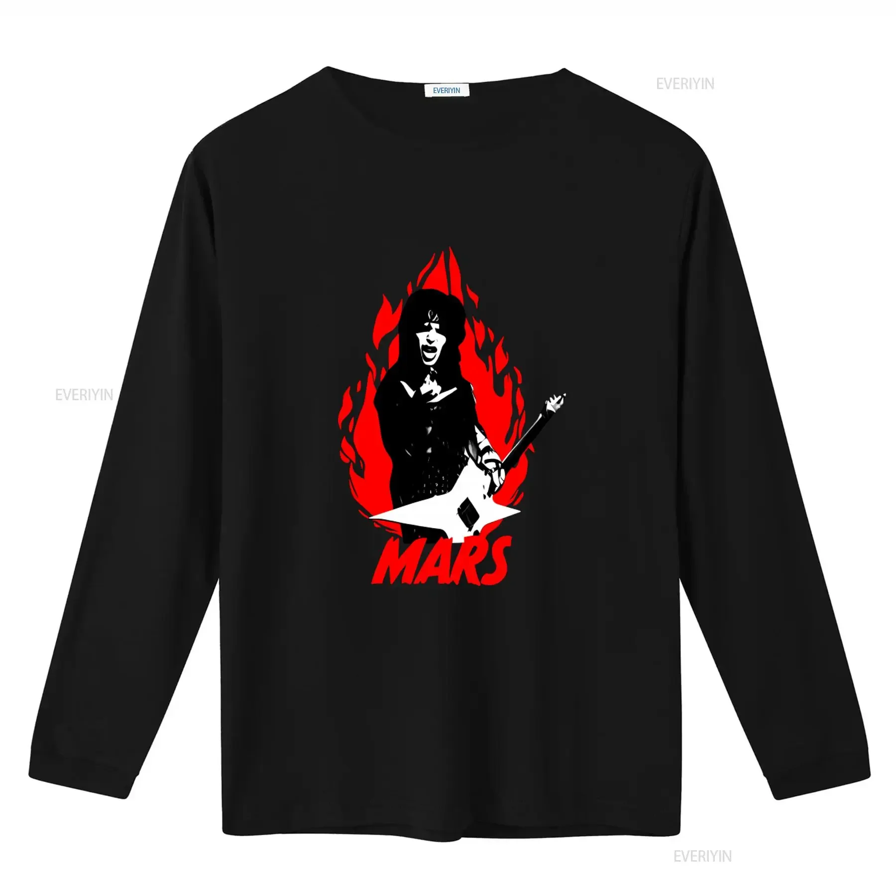 Фото Футболка Mick Mars в стиле Glam Rock Heavy Metal с дизайном огня и гитары, винтажная, слегко выстиранная, унисекс, эластичная, уличная мода, стильная №2