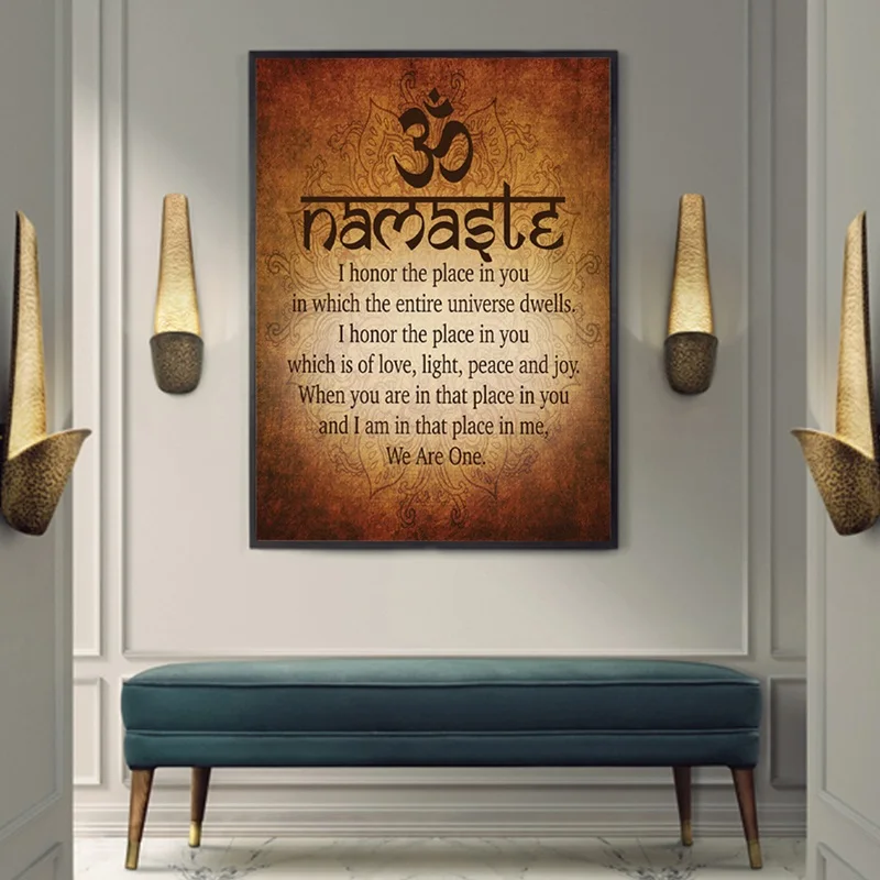 Namaste буддистская планшетория, Йога, цитаты, принты и плакаты, Картина на холсте, настенные картины, Декор для дома