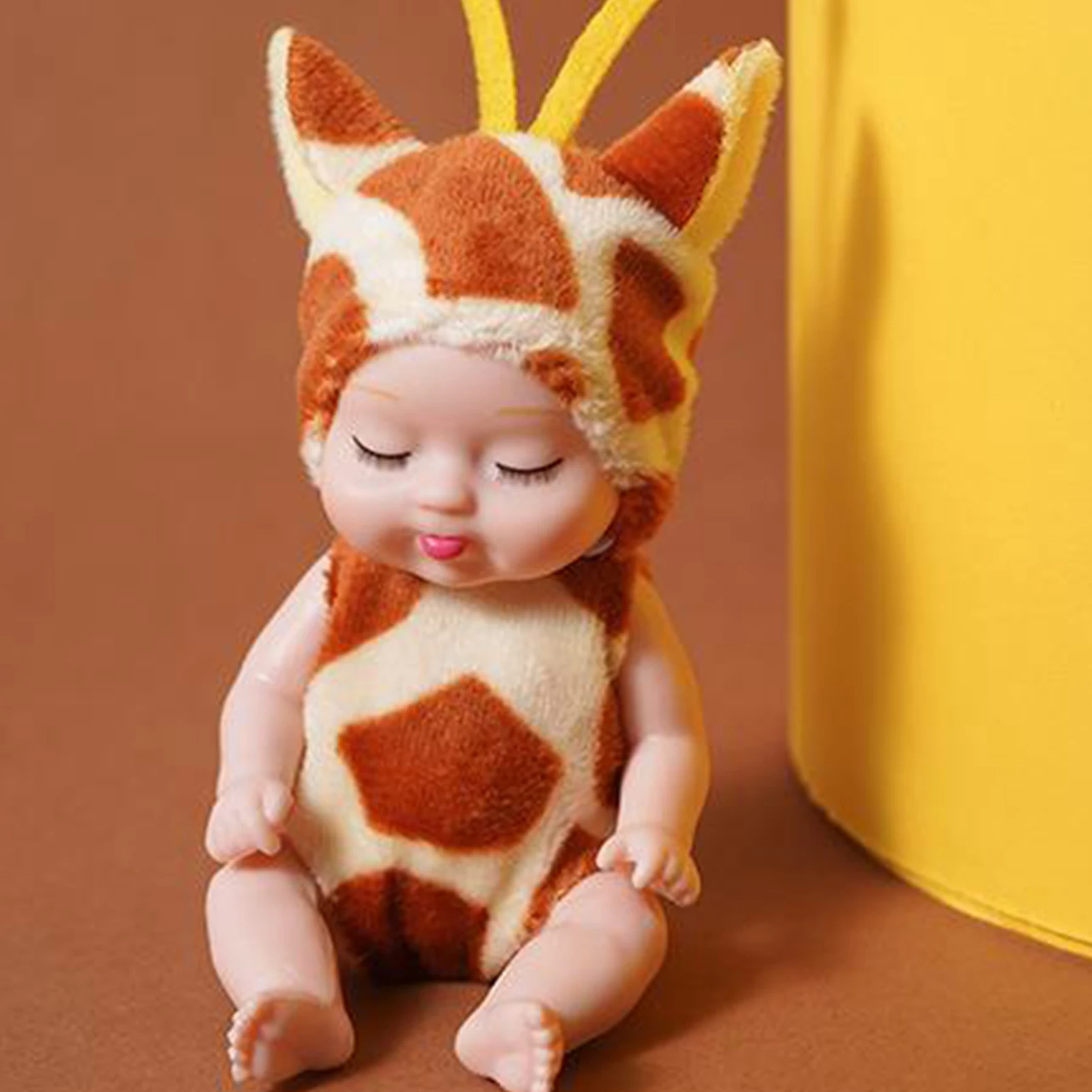 

6pcs Kawaii 11cm Simulation Rebirth Dolls Toy Mini Cute Sleeping Baby Series Doll Cartoon Animal Clothing Toys For Children Gift