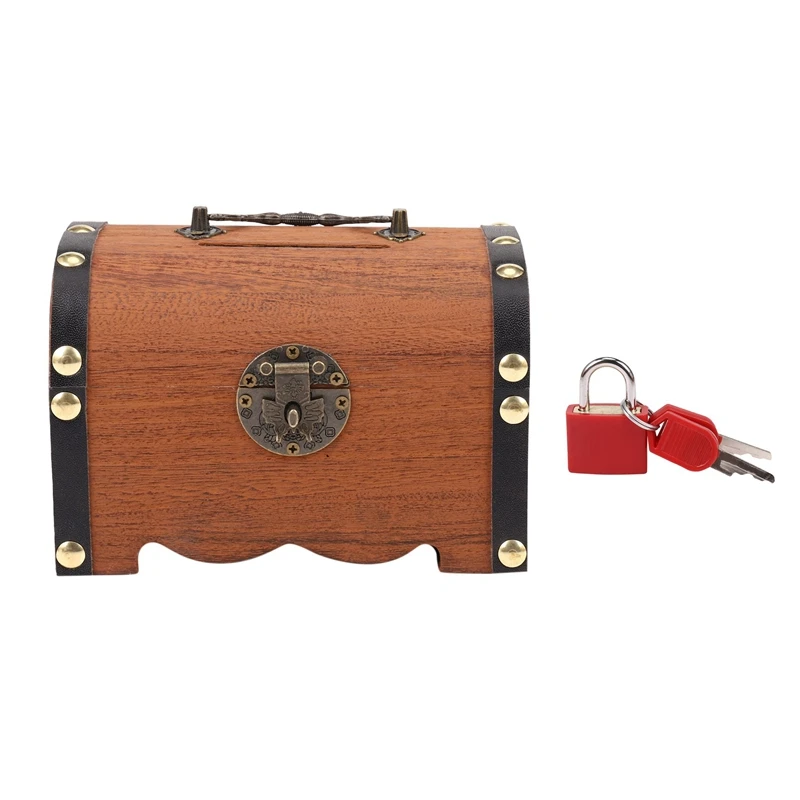 

Детская деревянная Копилка в стиле ретро, коробка для хранения денег с замком, копилка для купюр и монет, коллекция ювелирных изделий, защит...