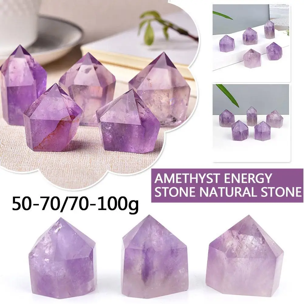 

2023 Natural Crystal Stone Purple Quartz Brazil Amethyst Crystal Tower Pyramid Decorations Reiki Healing Meditation Balancing