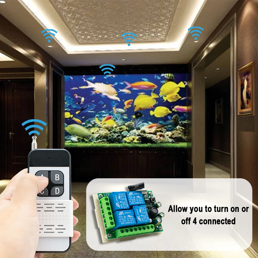 Приемник дистанционного управления 433 МГц 85-256 В переменного тока 110 220 10 А