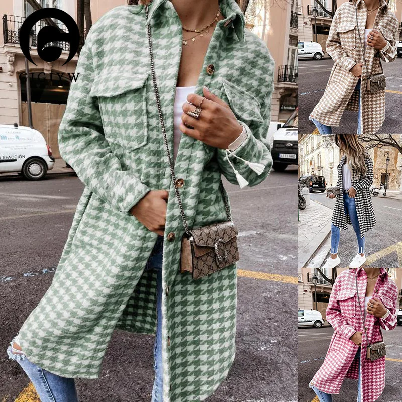 

Женское шерстяное пальто GIGIYW, весна-лето 2023, женское среднее и длинное пальто с принтом для осени и зимы, 2021