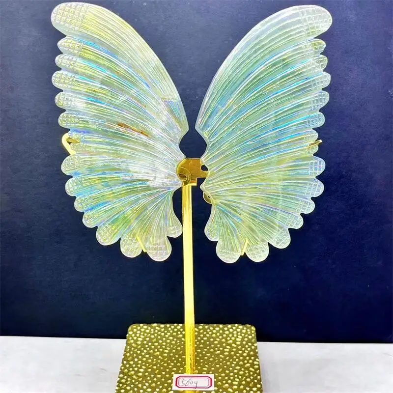 Натуральные крылья бабочки и кварца Aura резьба по кристаллу ремесла лечебный