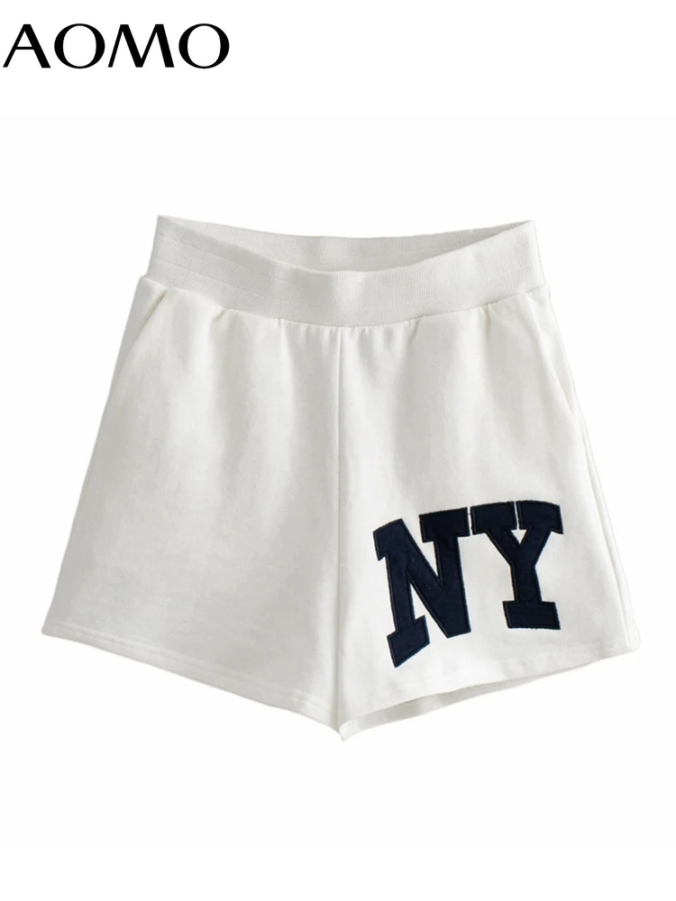 

AOMO 2022 Women Elegant Embroidery Shorts Strethy Waist Pockets Female Retro Basic Casual Shorts Pantalones 6B05A