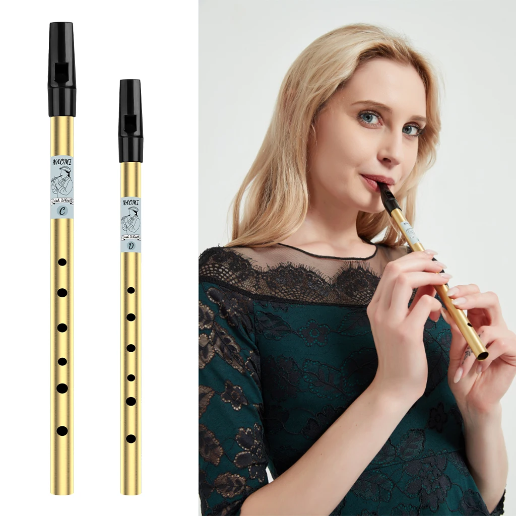 

NAOMI Tin Whistle Scottish Penny Whistle High C Key Brass Whistle Six-holed Flute w/Plastic Mouthpiece For Beginner Whistler