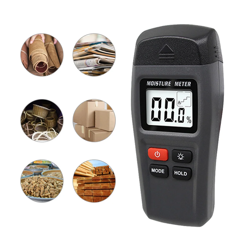 

Farm Wood Moisture Meter Gauge LCD Timber Log Leather Water Content Detector Tester Moisture Analyzer