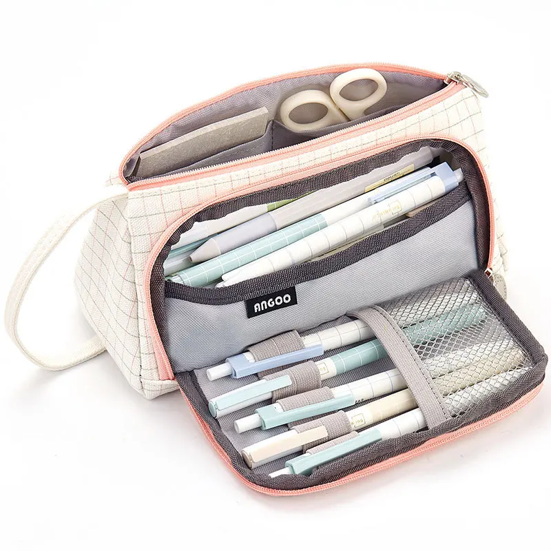 

Simple Candy-colored Canvas High-capacity Pencil Case Girl Cosmetic Bag for Students