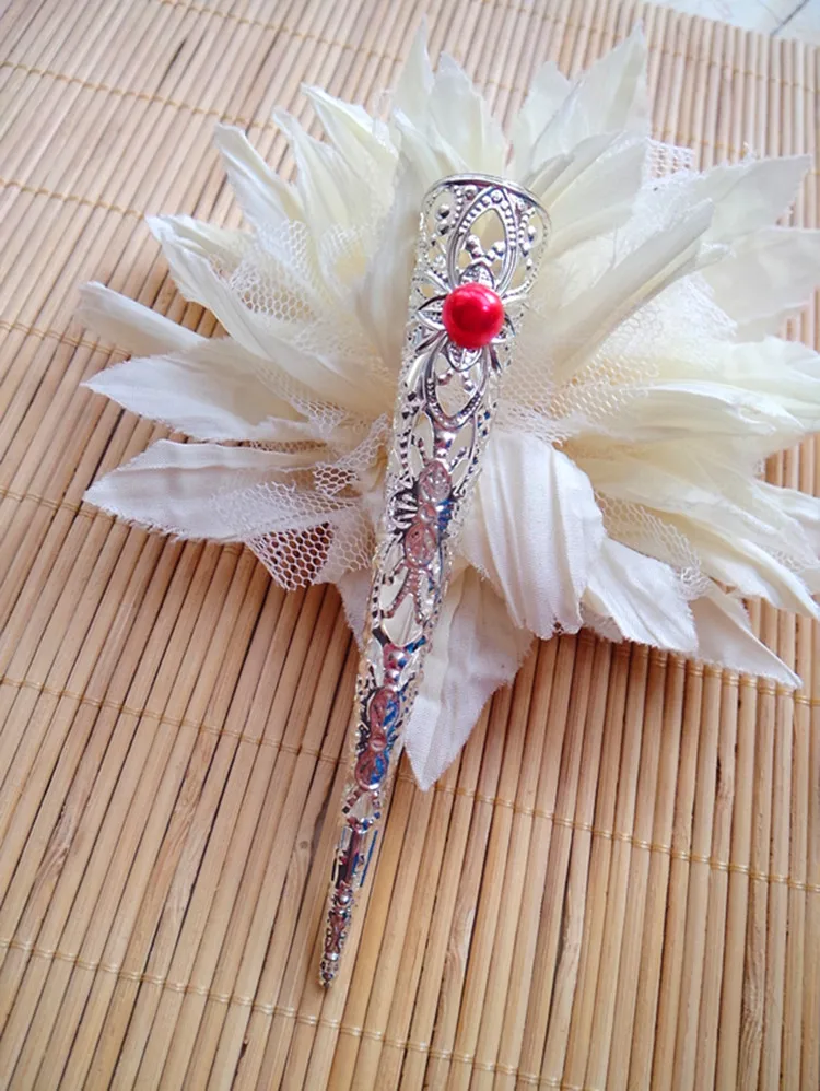 

10 PCS Chinese Long Nails Decor Silver 10.3CM Ancient India Belly Dance Performance