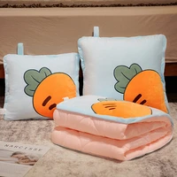 2 in 1 pillow travel blanket cartoon plush thicken filled pp cotton pillow fold air conditioner quilt car home sofa decoration