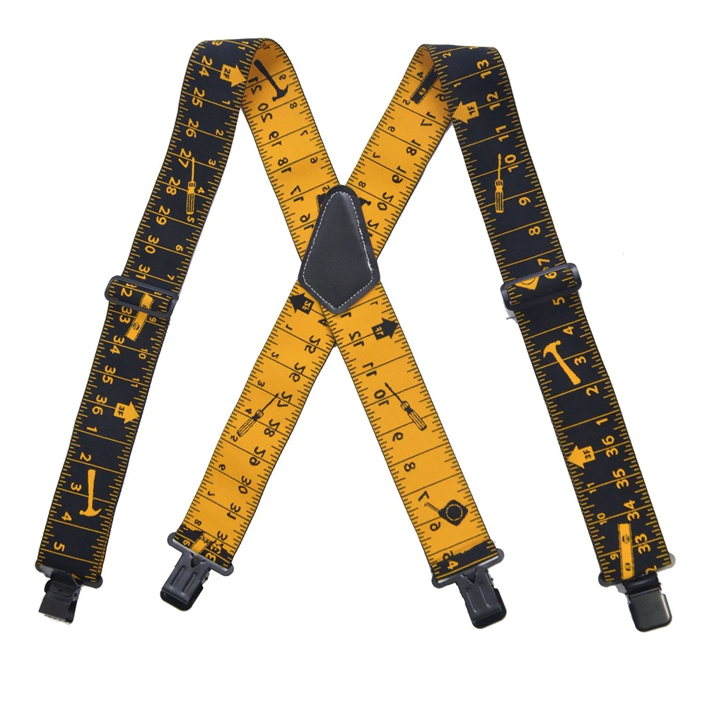 Tirantes de alta resistencia para hombre, cinta métrica elástica ajustable para trabajo de carpintero, 2 pulgadas de ancho, en forma de X, cinturón de herramientas