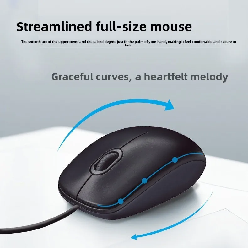 Фото Оптическая проводная мышь Logitech M90 для портативных компьютеров USB для домашнего офиса, универсальная для левой и правой руки, оптовая продажа №4