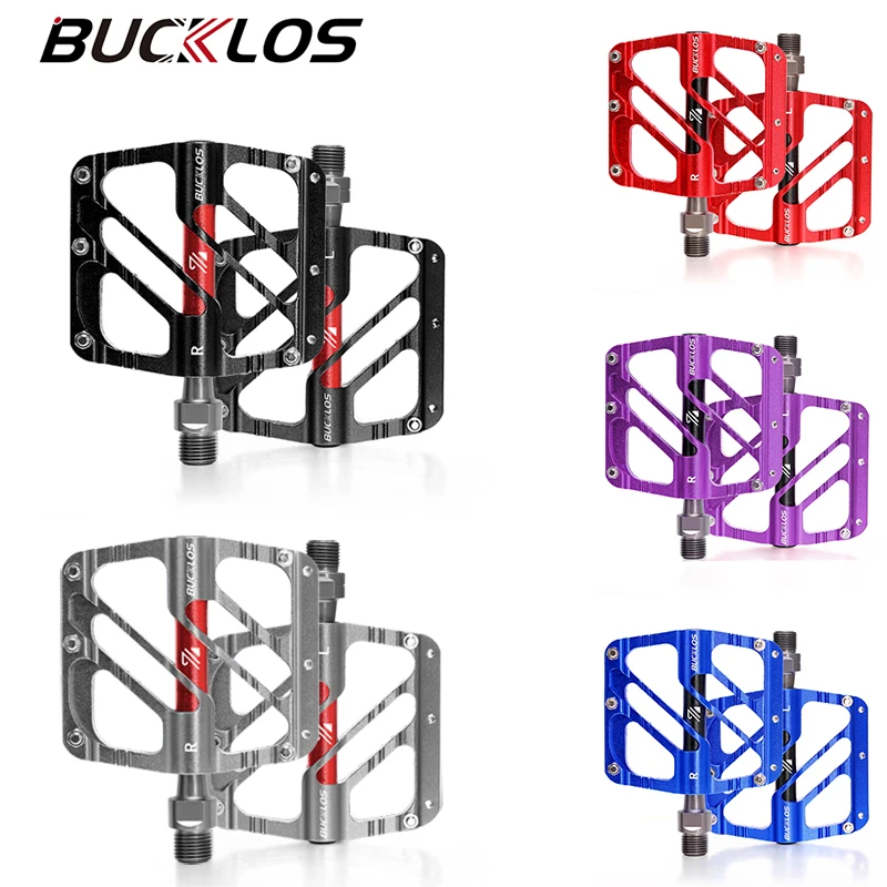

Педали для горного велосипеда BUCKLOS, 3 подшипника, для горного велосипеда с ЧПУ, нескользящие легкие велосипедные педали с плоской платформой 9/16 дюйма, велосипедные педали для BMX