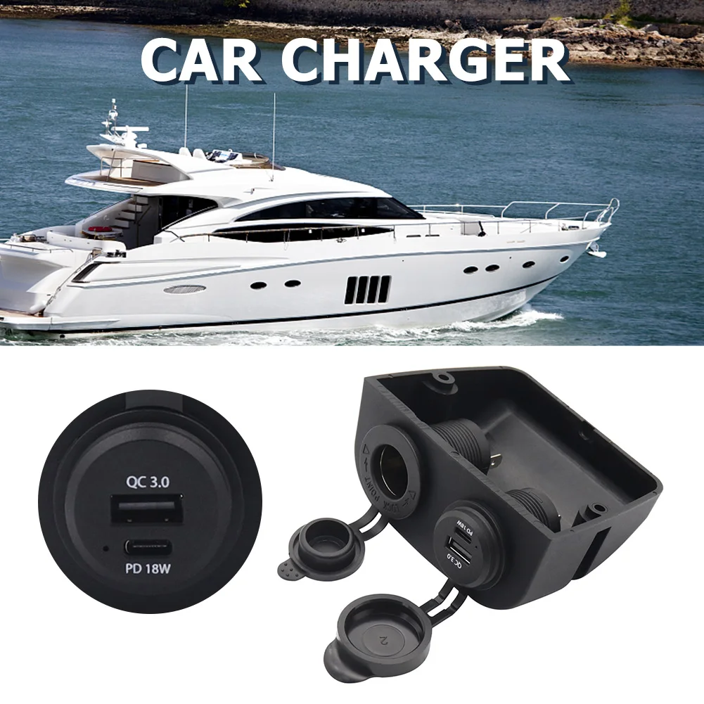 

2-in-1 Motorcycle Handlebar Charger with Waterproof Cover 10-30V Dual USB Port Charger Fast Charging for Car Motorcycle RV Yacht