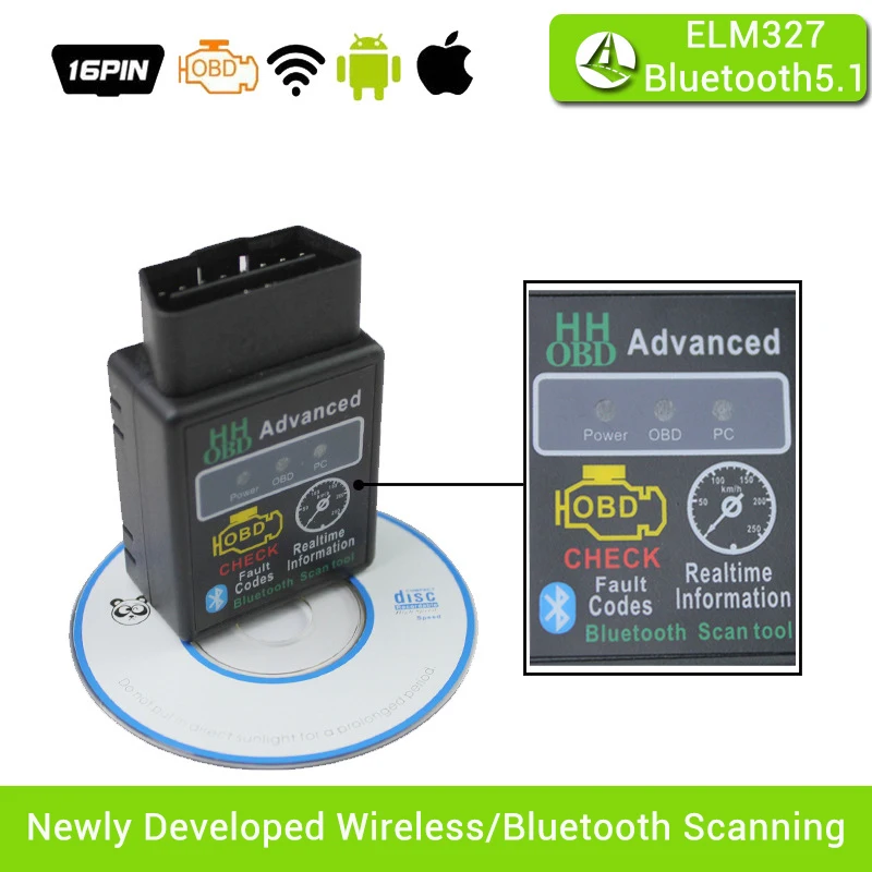 

ELM327 OBD2 V1.5 беспроводной/Bluetooth сканирующий инструмент, автомобильный расход топлива и устранение неисправностей