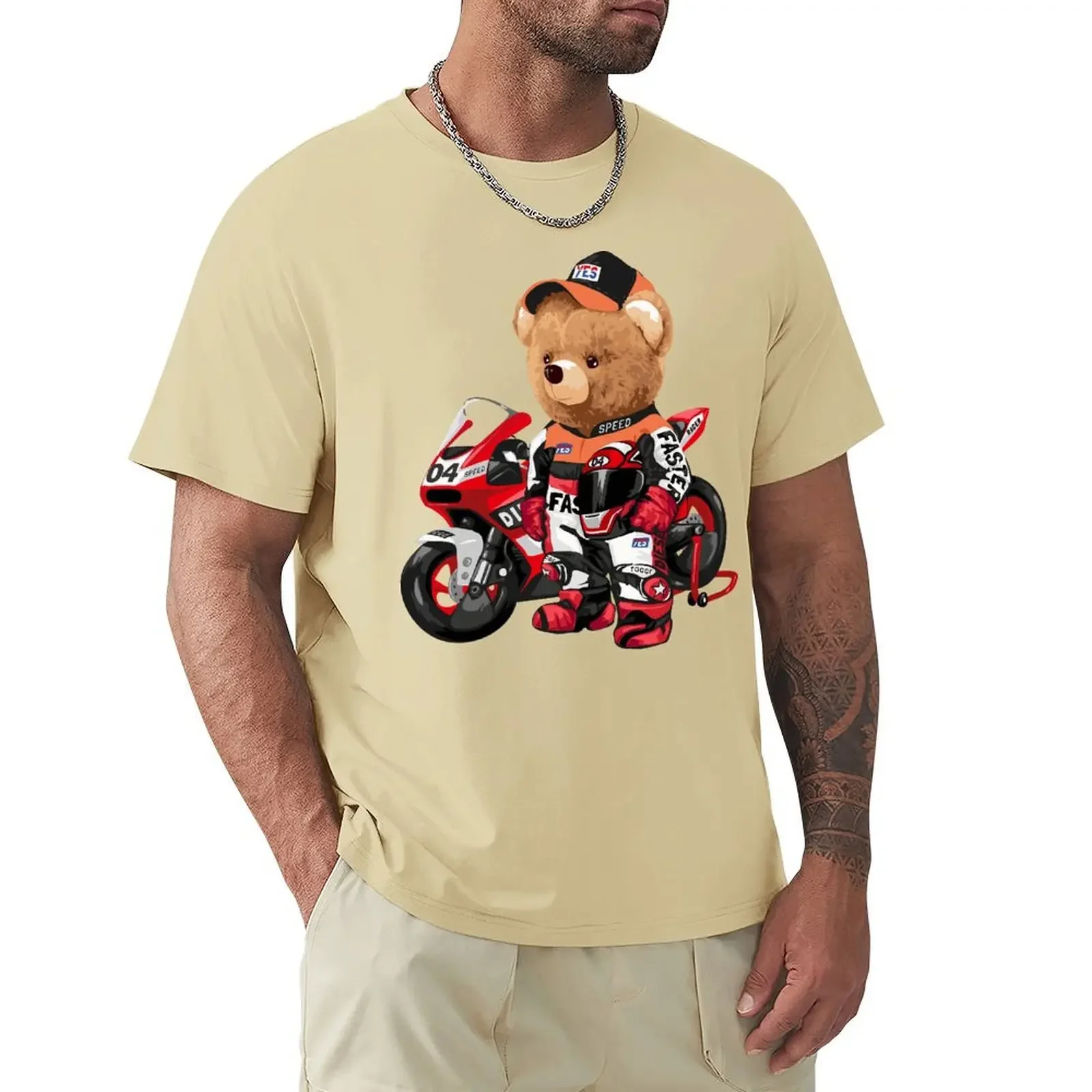 Скоростной гоночный костюм медведя Тедди и мотоциклетная Футболка Harajuku футболка