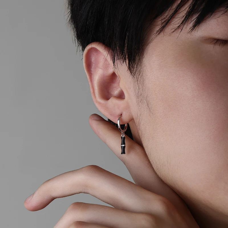 Бамбуковые серьги мужские из стерлингового серебра модные необычные рюши