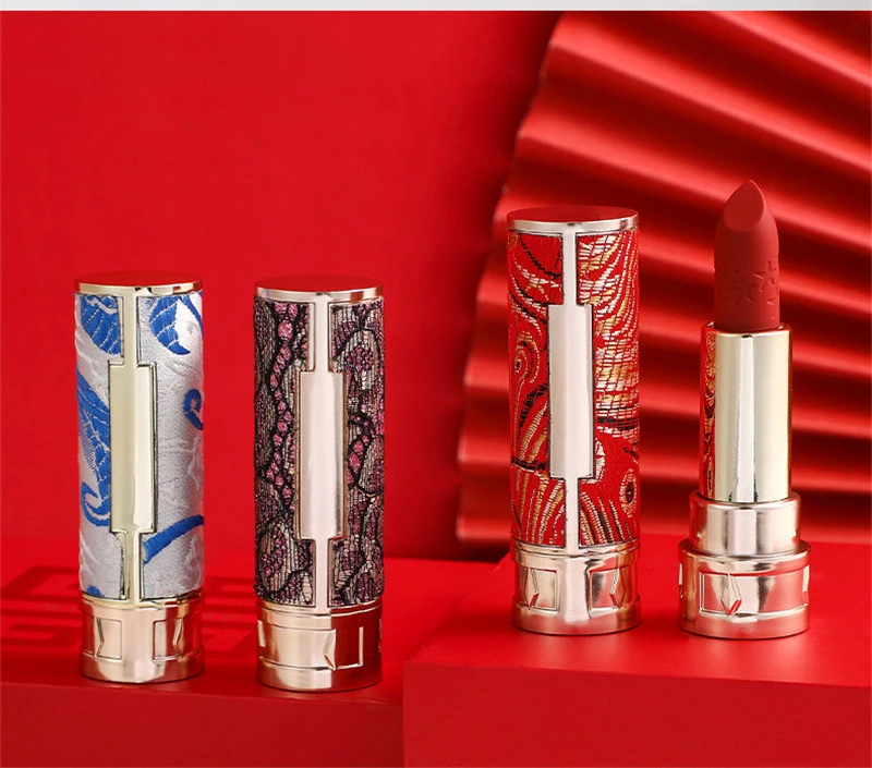 

5pcs Embroidery Joint Chinese Style Carved Lipstick Set lips tick lip Tint batom makeup set gift wholesale cosmetic