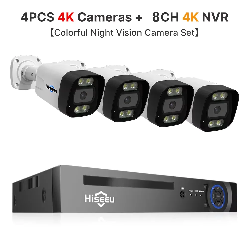 

Hiseeu 5MP 4K 8MP POE-система безопасности с искусственным интеллектом