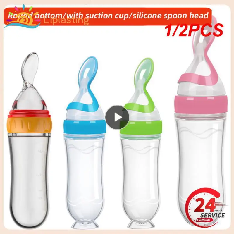 

1/2PCS Baby Silicone Squeezing Feeding Bottle Newborn Baby Training Spoon Infant Cereal Food Supplement Feeder Bbay Safe