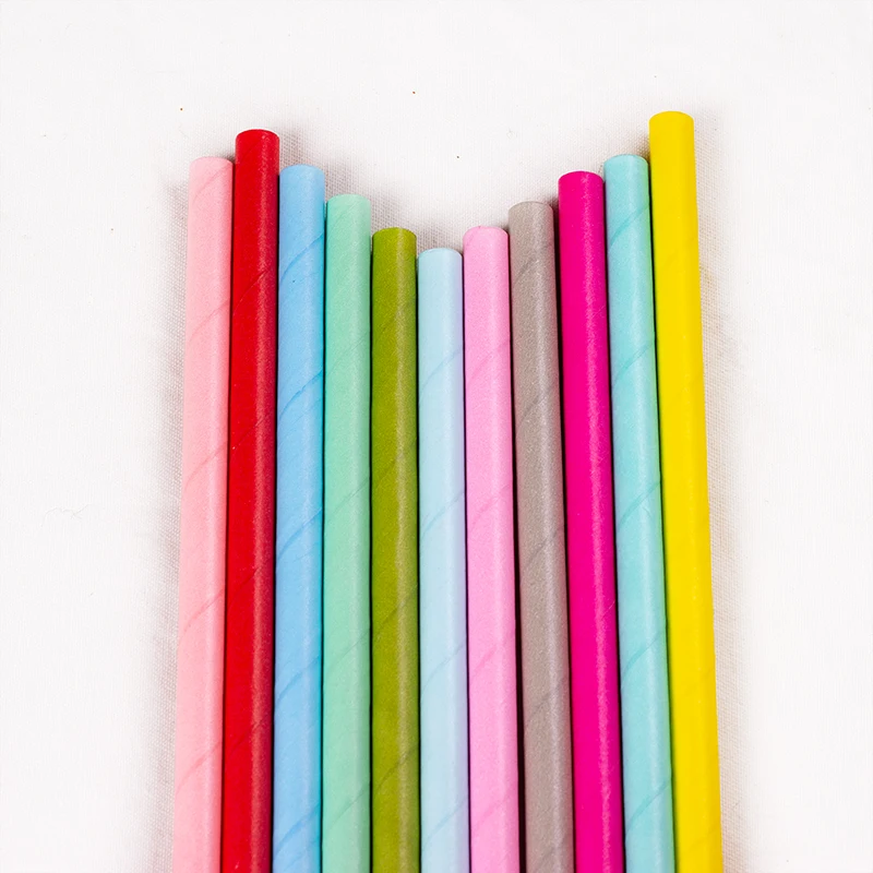 

Festive Birthday Party Supplies Event Tableware Solid Color Fruit Juice Disposable Paper Straw 100 Pcs/lot