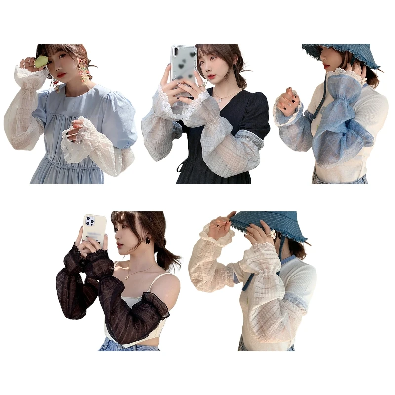 

Elegant Girls Ultra-thin Elbow Length Summer Driving Sunscreen Sleeve Cover