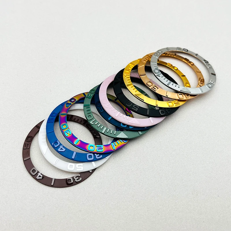 Mod 38mm Copper Ceramic Watch Case Sloped Bezel Insert Rings Inner Diameter 30.5mm Fits YM Men's Watch Replace Repair Parts