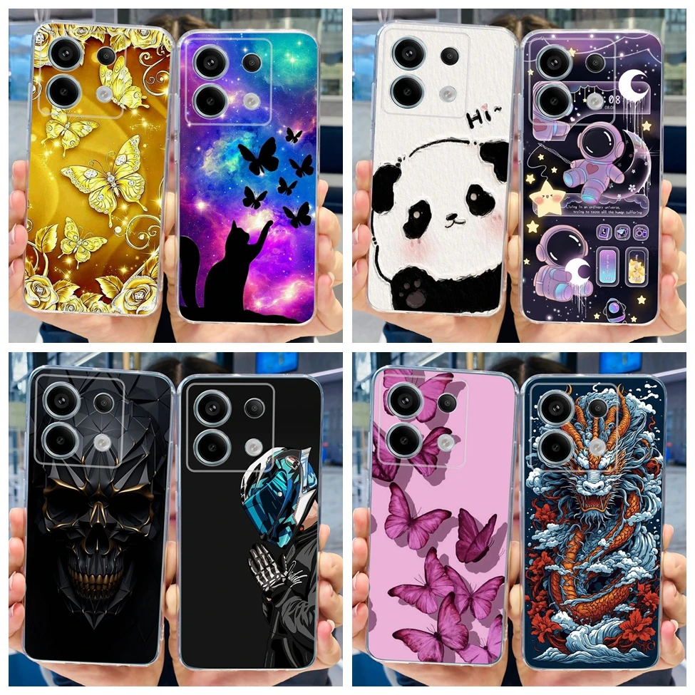 Для Xiaomi Poco X6 Pro Чехол PocoX6 Cute Cartoon Cat Kawaii Задняя крышка для Чехол-бампер Funda Aesthetic