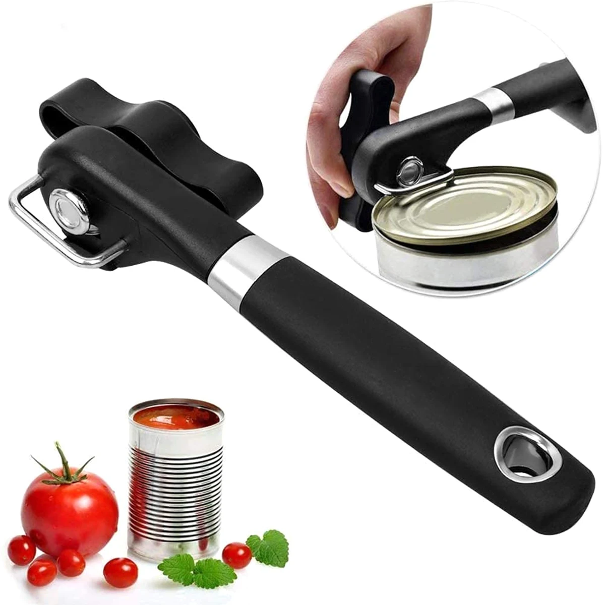 

Manual Can Openers with Non-Slip Handle and Ergonomic Turning Knob Stainless Steel Hand-held Can Openers Safe Cut Tin Lids Jar