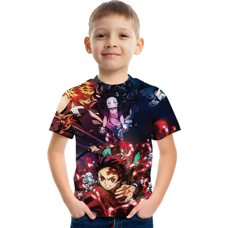 

3D Cartoon Baby Clothes Demon Slayer T-shirt Boys And Girls Soft T Shirt Toddler New Summer Fashion New Style Top Kids T Shirt