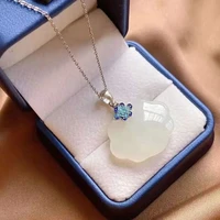 s925 sterling silver hetian jade necklace womens natural burning blue chinese knot pendant womens best safety lock longevity